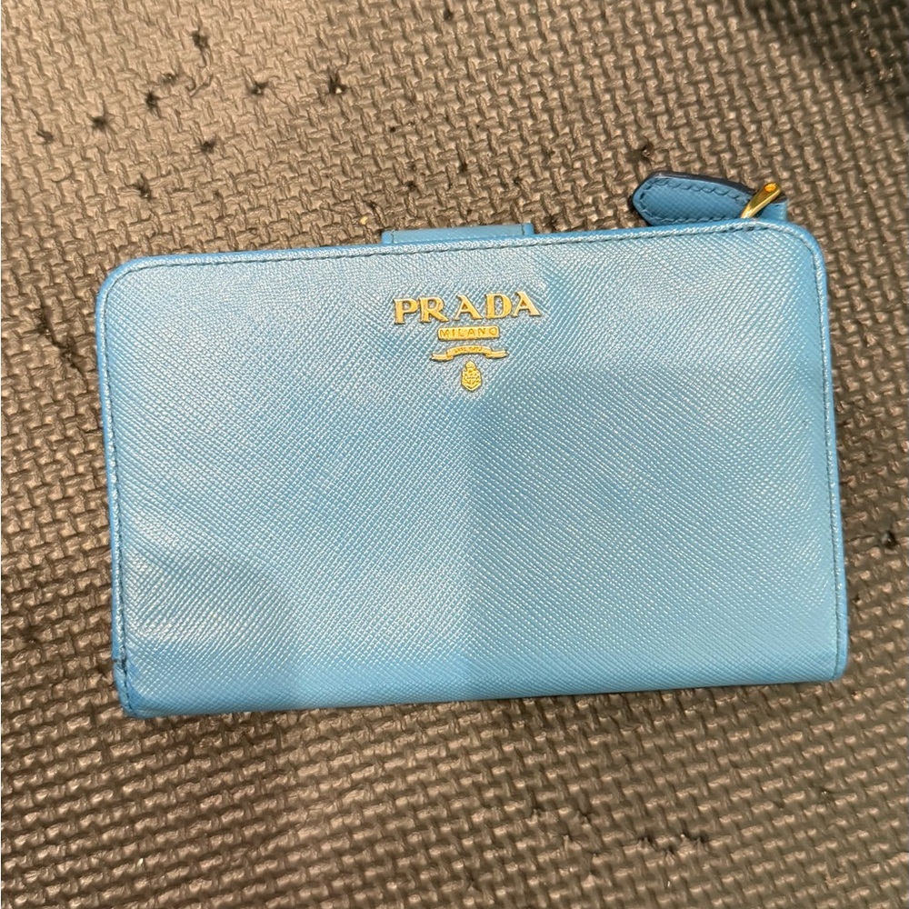 Prada Sky Blue Saffiano Wallet